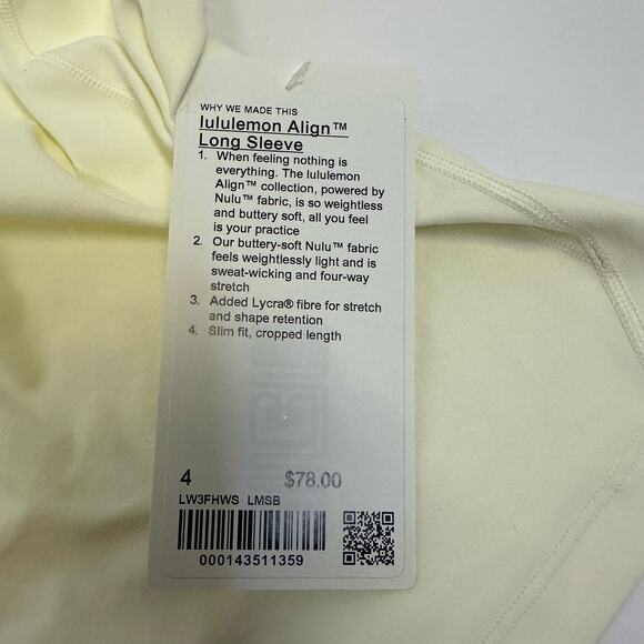 Lululemon V-Neck Long Sleeve Crop Top Size 4 NWT - Picture 9 of 10